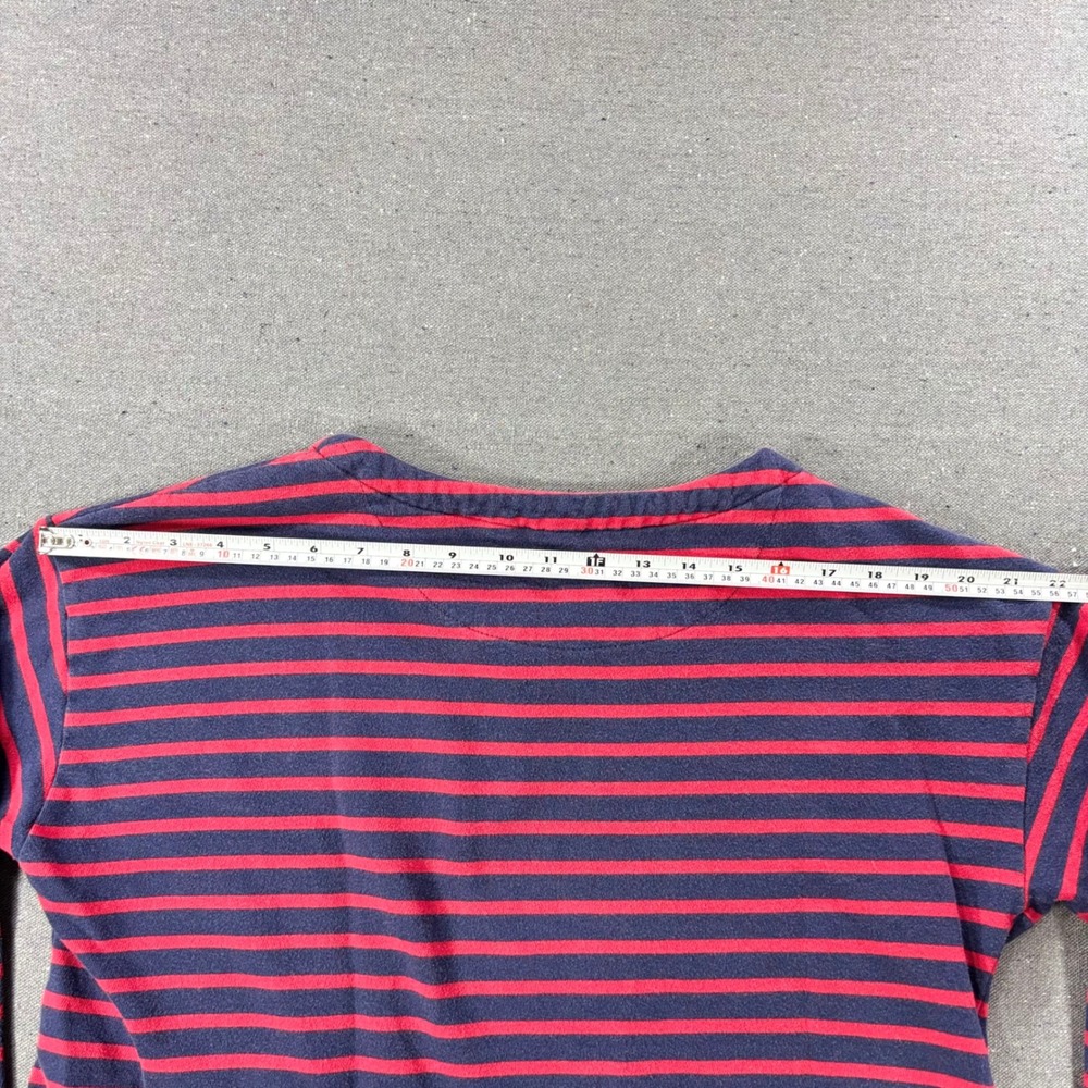 IZOD Striped Top Women Large Blue Red Long Sleeve Button Side Crew Neck Shirt - Picture 5 of 6